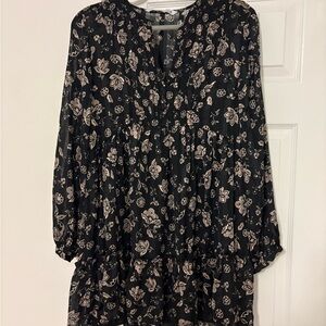 Zara Black and Cream Floral Dress